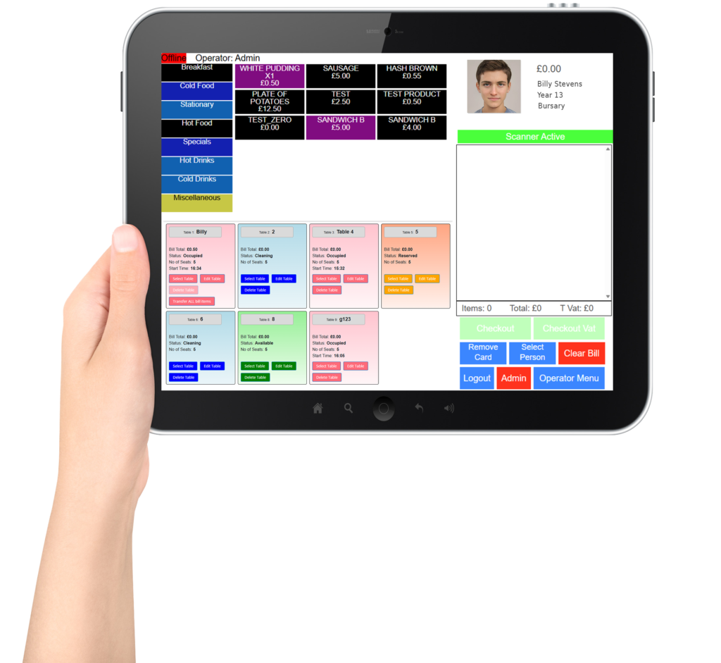 iTill software dashboard shown on tablet screen