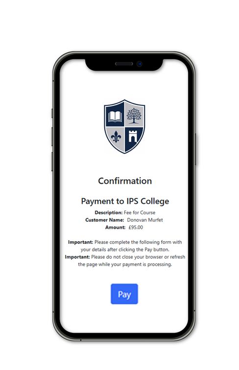 iPay payment confirmation screen showing successful transaction details