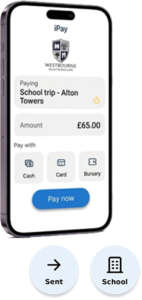 Payment sent from parent to school confirmation icons